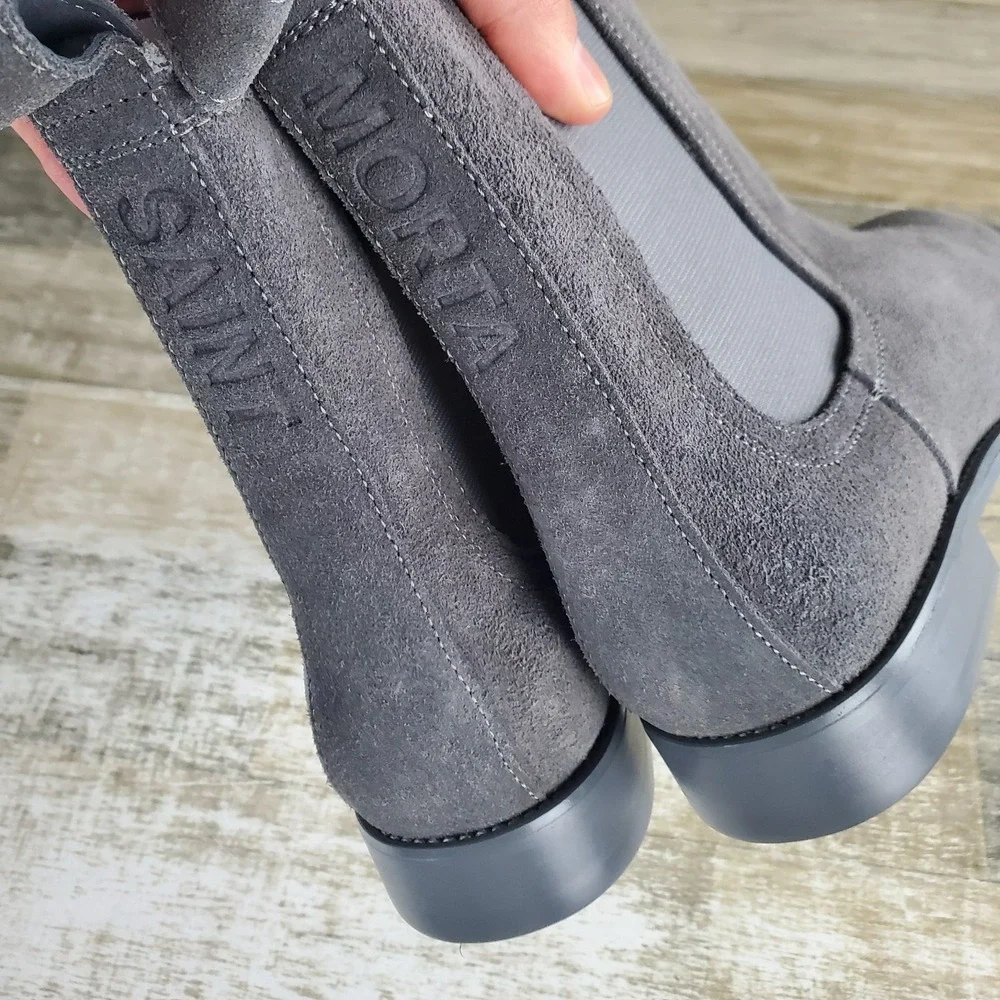 Saint Morta Nomad Mens Chelsea Boot Sz 9 Gray Suede Elastic Panels Slip On Ankle